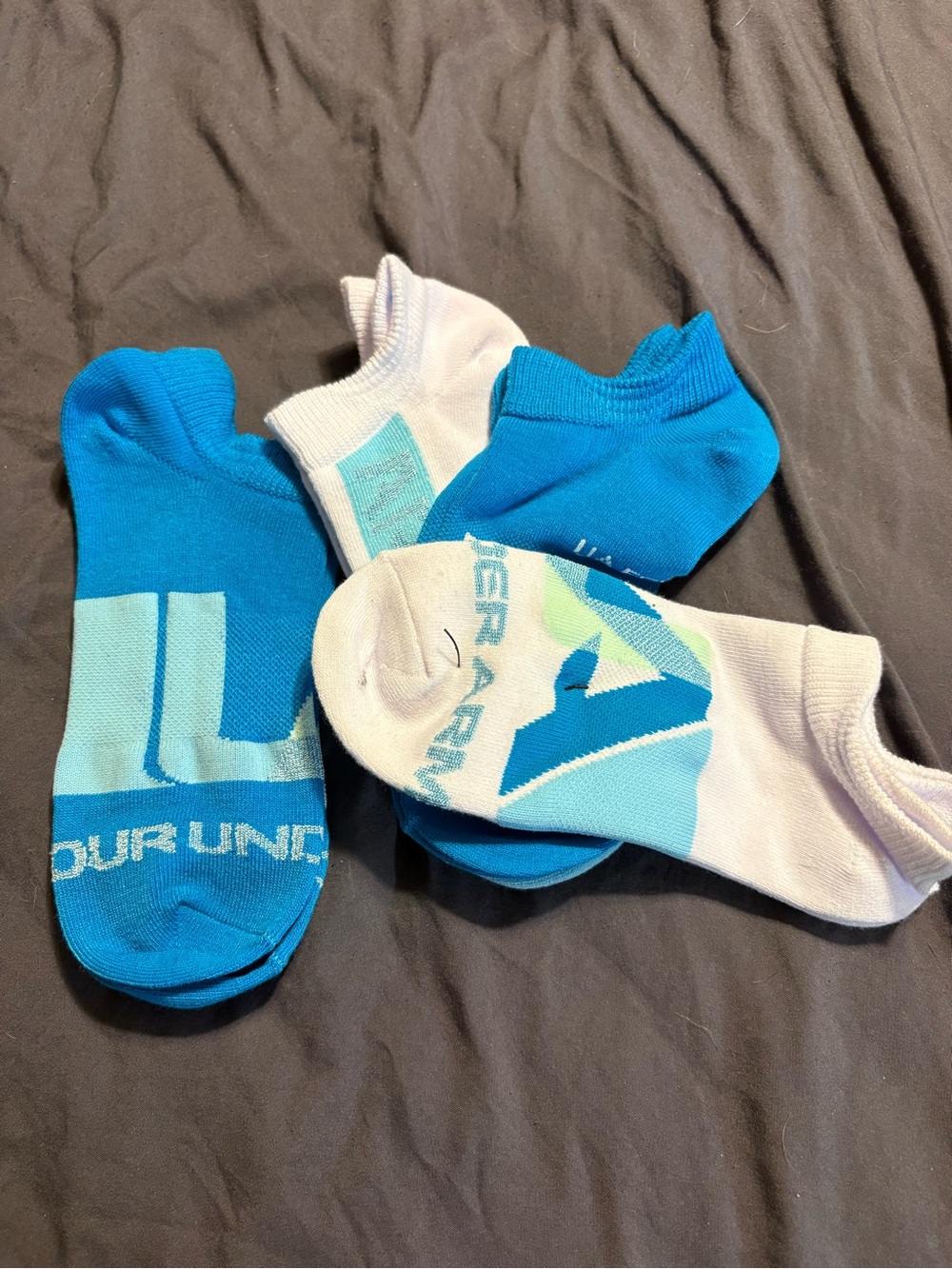 Under Armour No-Show Athletic Socks - Blue & White